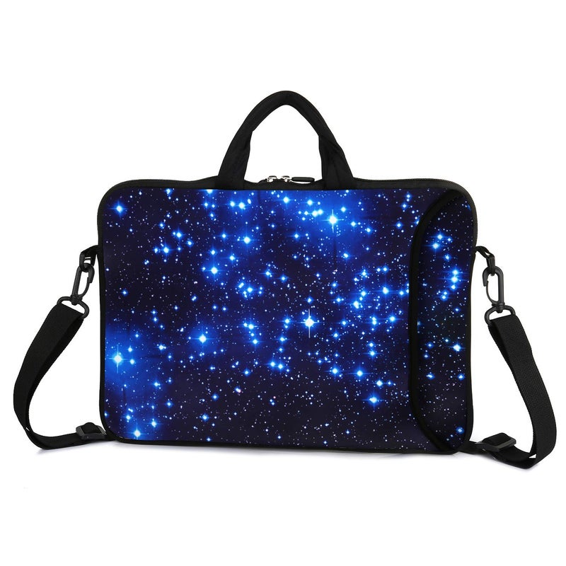 Violet Mist 11 11.6 12 13 Inch Laptop Shoulder Bag Carrying Case Laptop Sleeve Computer Messenger Bag Neoprene Zipper Waterproof Protective Tablet Handbag Handle Shoulder Strap, Blue Galaxy - Image 2